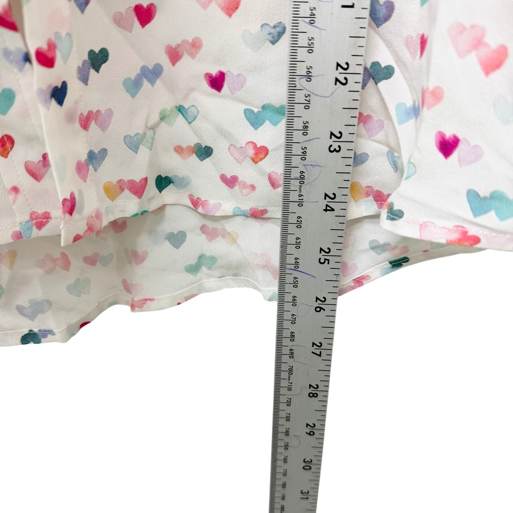 Rails Kate 100% Silk‎ Watercolor Hearts Button Down Shirt White Small - Picture 7 of 9